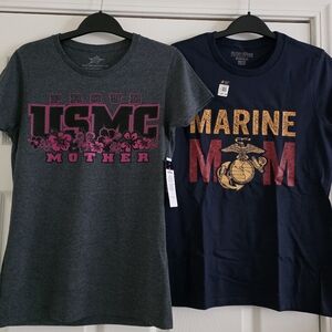 2 NWT USMC Marine Mom Tees, Size S